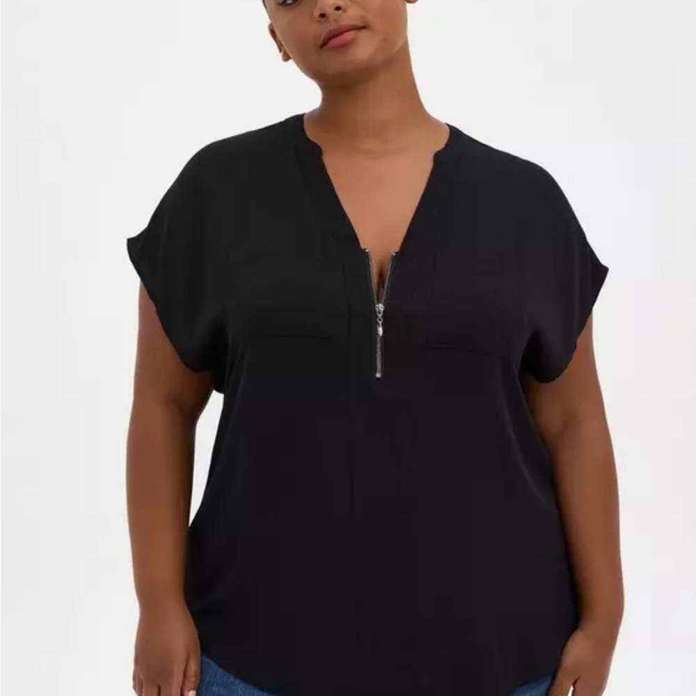 Torrid Black Zip Front Blouse - Picture 2 of 6